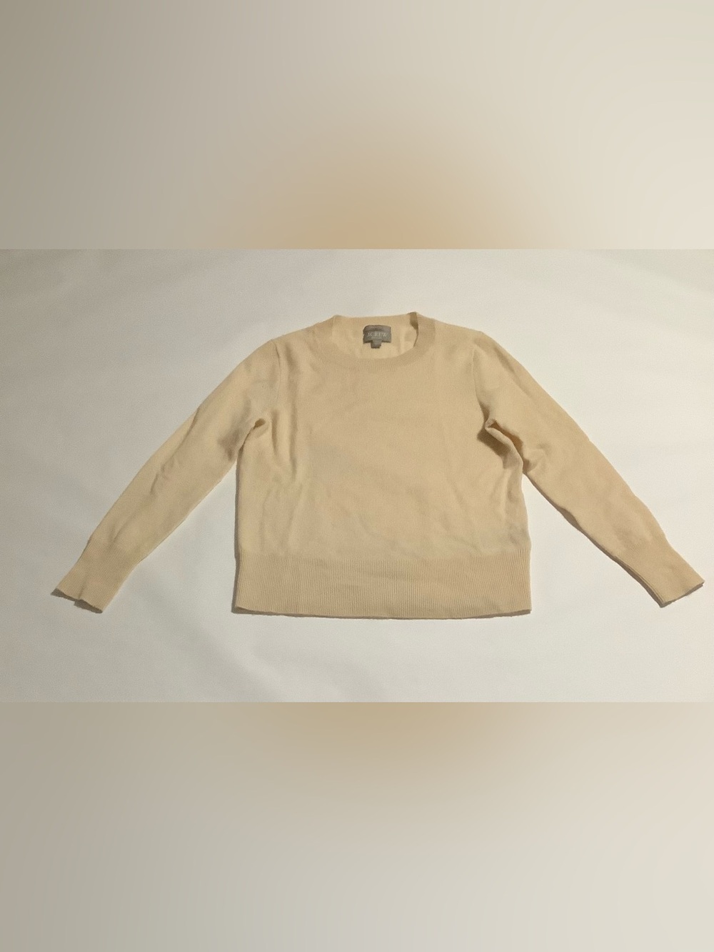 J. CREW 100% Cashmere Sweater Everyday Long Sleeve Pale Yellow Size XS